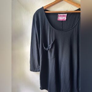 Nation LTD One Size Thin Drapey Slinky 3/4 Sleeve Pocket Tee Shirt